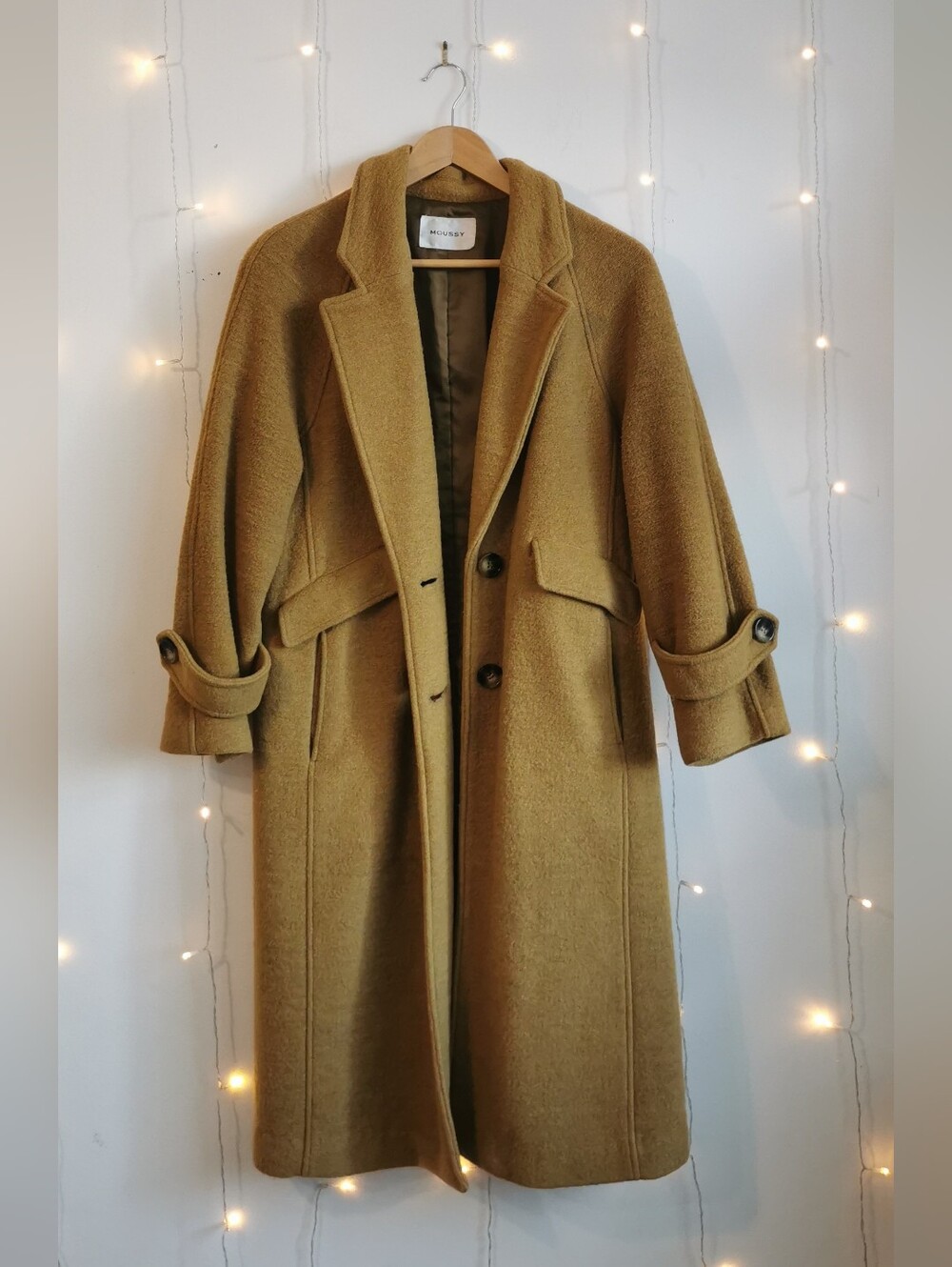Moussy Wool Blend Long Coat Camel 66% Wool Size 1 (160/80A)